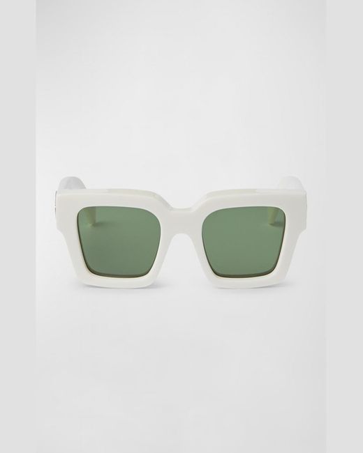 Off-White c/o Virgil Abloh Green Virgil Arrows Acetate Square Sunglasses for men