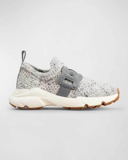 Tod's Metallic Sports Knit Chain Sock Sneakers