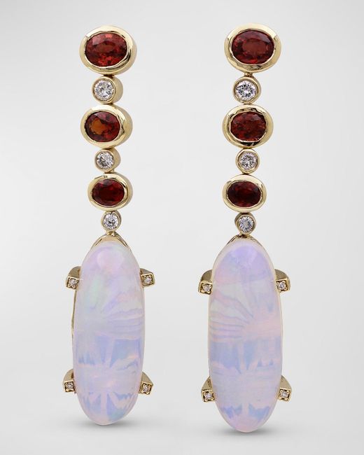 Stephen Dweck Multicolor Opal, Red Sapphire, And Diamond Earrings