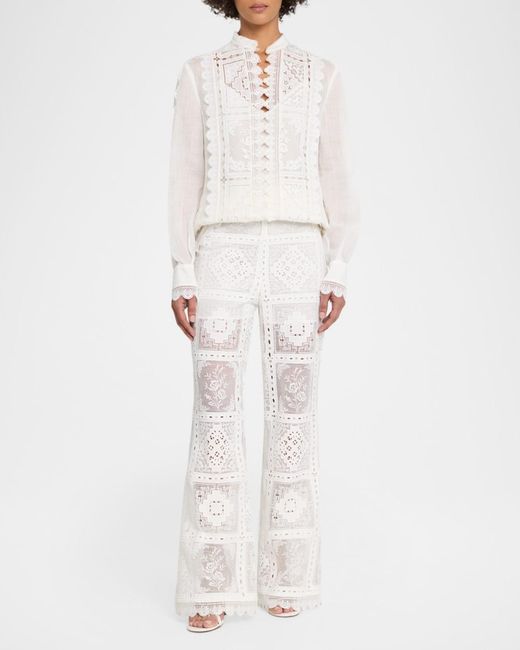 Zimmermann White Aster Embroidered Blouse