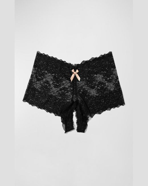 Hanky Panky Black Luxe Lace Crotchless Briefs