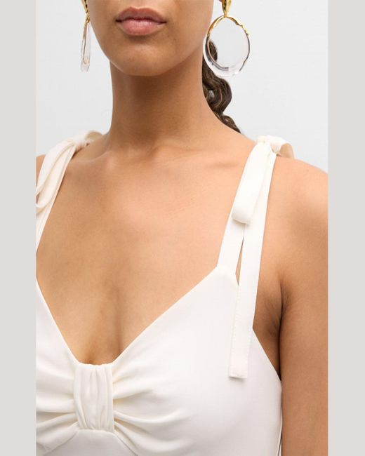 Cinq À Sept White Tally Tie-Shoulder Fluted Mini Dress