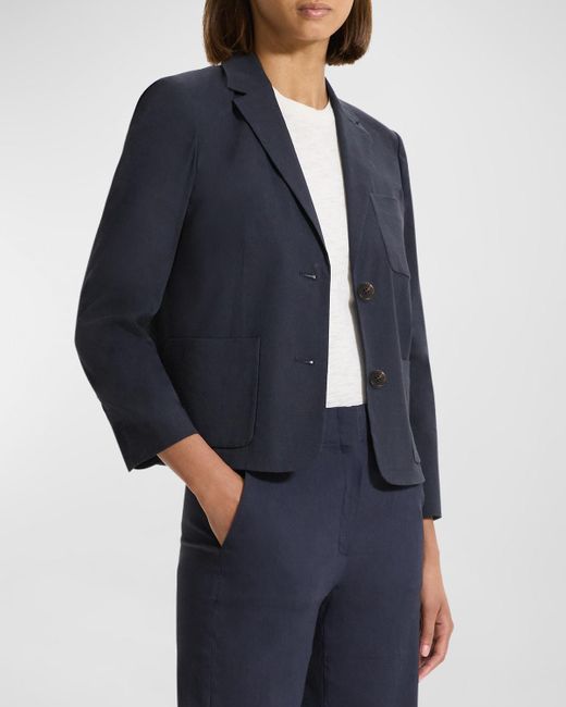 Theory Blue Shrunken Patch Pocket Jacket