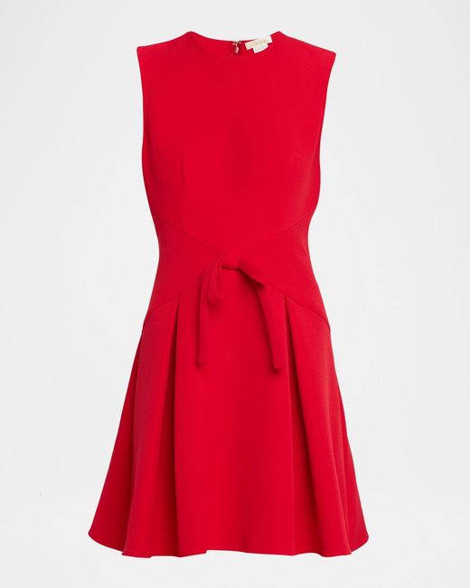 Shoshanna Red Hattie Sleeveless Bow-Front Crepe Mini Dress