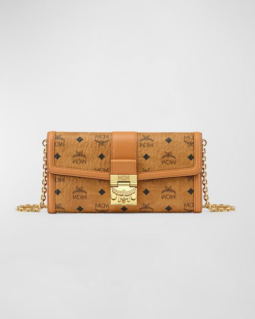 MCM Natural Tracy Large Monogram Wallet On Chain