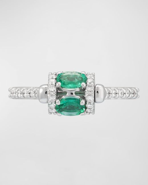 Miseno Blue Procida 18k White Gold Ring With White Diamonds And Rotating Emeralds