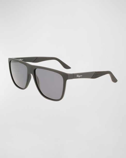 Ferragamo Metallic Gancini Flat-top Navigator Sunglasses for men