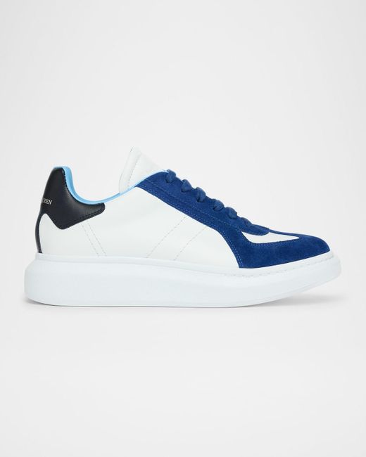 Alexander McQueen Blue Oversized Leather And Suede T-Toe Sneakers for men