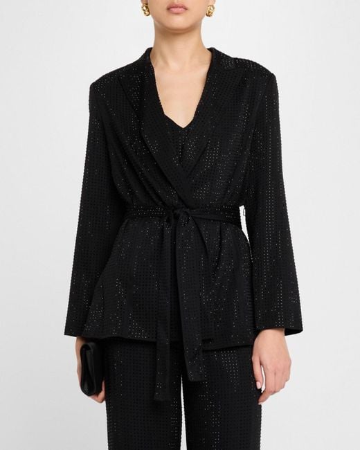Emanuel Ungaro Black Rhinestone Wrap-Front Jacket