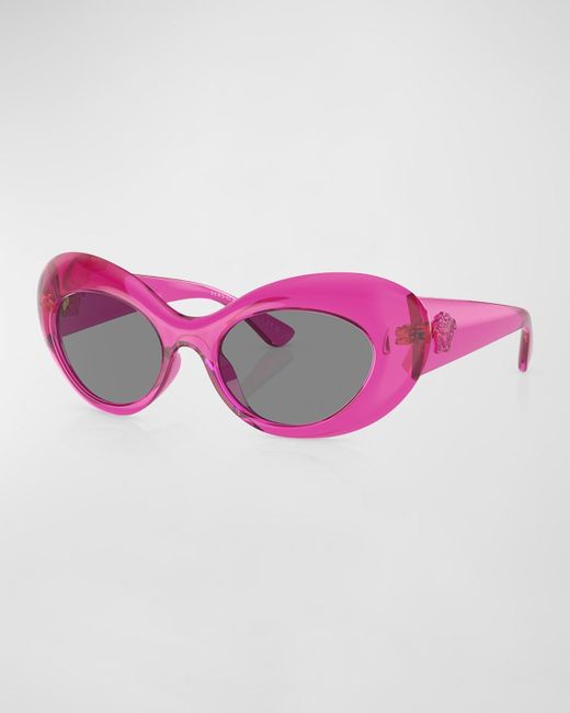 Versace Pink Medusa Plastic Oval Sunglasses