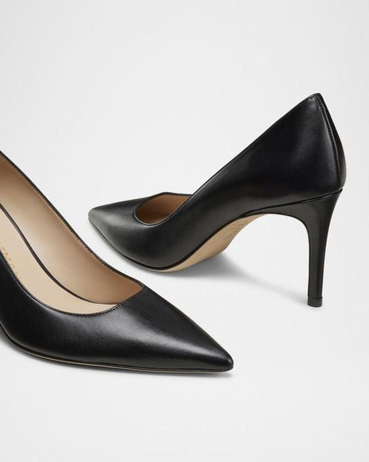 Stuart Weitzman Black Stuart Leather Stiletto Pumps