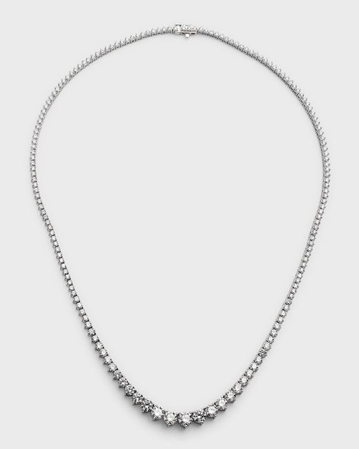 Neiman Marcus 18k White Gold Graduated Diamond Tennis Necklace, 10.17tcw