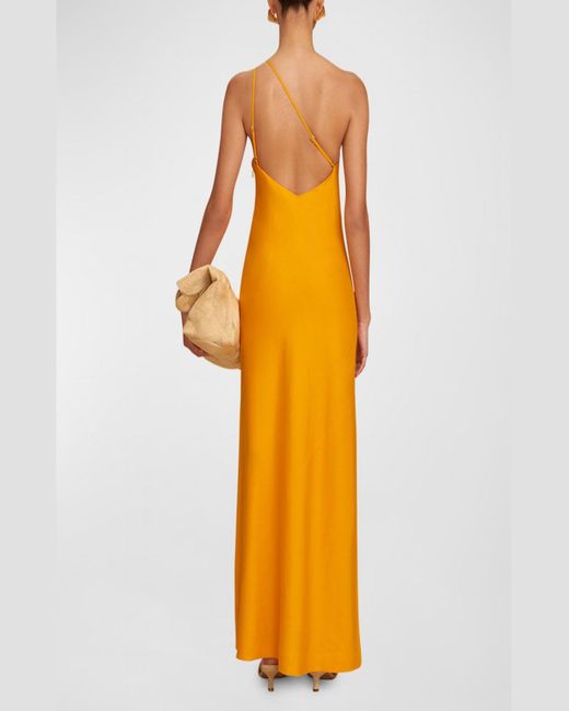 Cult Gaia Yellow Rinley One-Shoulder Stretch Linen Maxi Dress