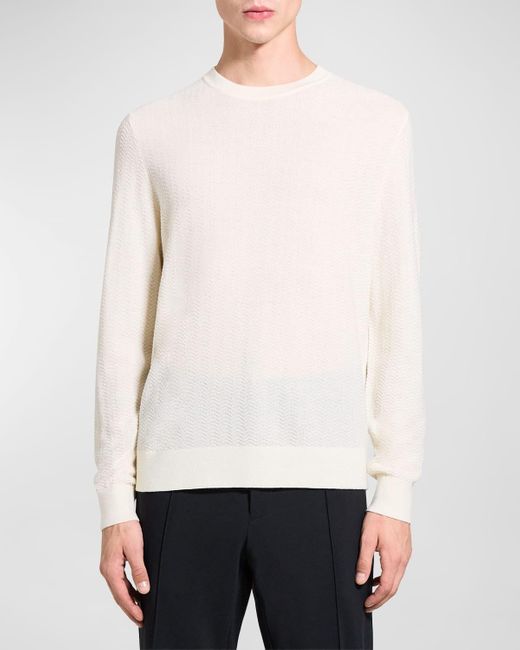 Theory White Merino Wool Crewneck Sweater for men