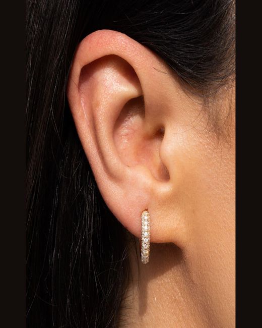 Sheryl Lowe Metallic 14k Yellow Gold Pave Diamond Huggie Hoop Earrings