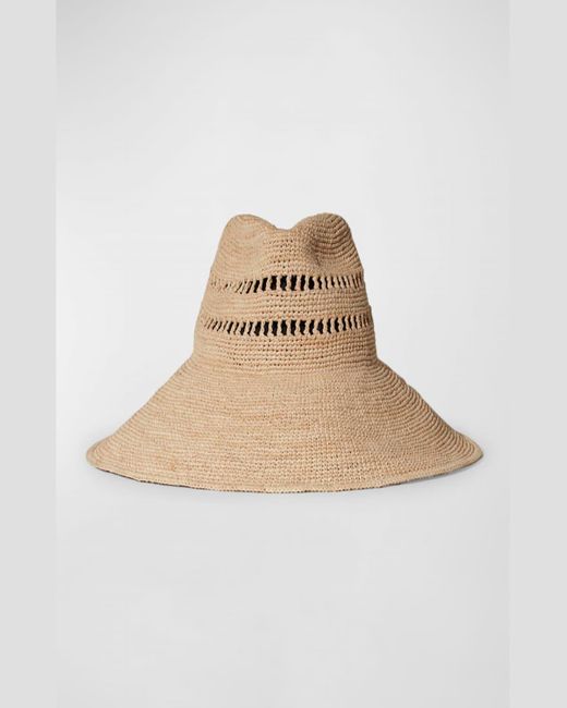 Janessa Leone Natural Harlow Raffia Large-Brim Hat