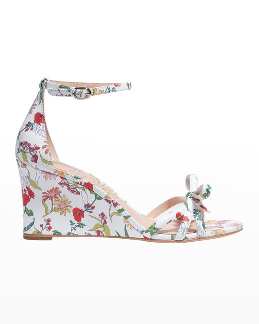 Kate Spade Multicolor Flamenco Floral Bow Wedge Sandals