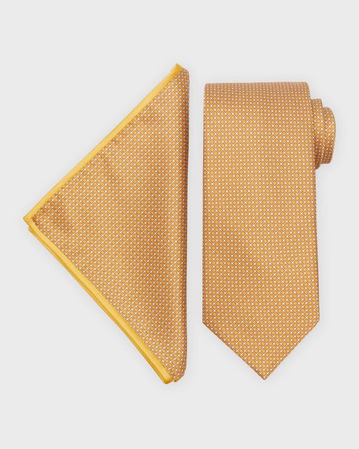 Stefano Ricci White Silk Tie And Pocket Square Set for men