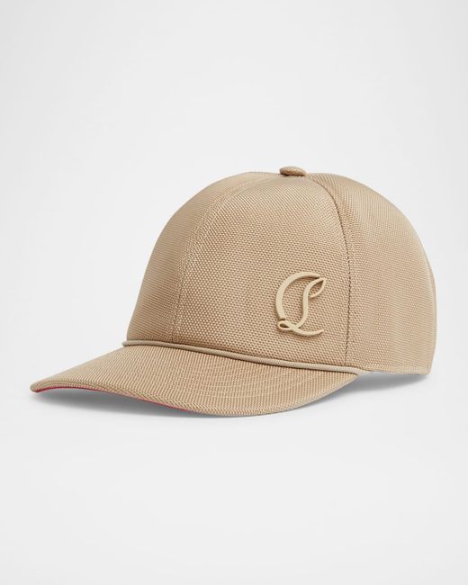 Christian Louboutin Natural Mooncrest Canvas Baseball Cap for men
