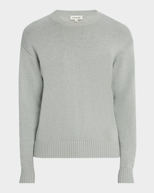 FRAME Gray Crewneck Silk-Cotton Knit Sweater for men