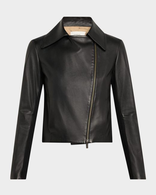 Vince Black Leather Zip-Front Jacket