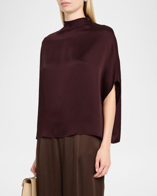 LAPOINTE Red Satin Cape Tee