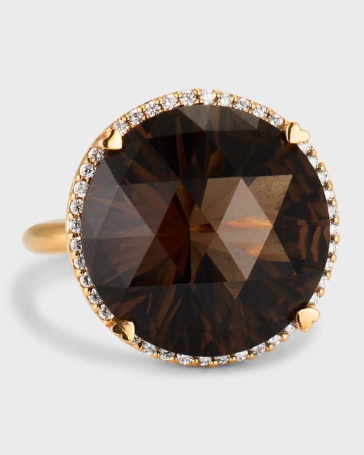 Lisa Nik Black 18k Rose Gold Smoky Quartz And Diamond Ring, Size 6