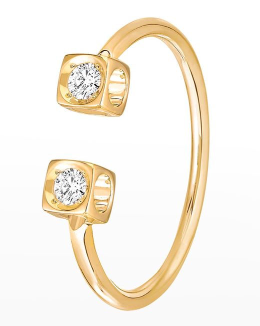 Dinh Van Metallic Yellow Gold Le Cube Diamond Accent Ring, Size 6.5
