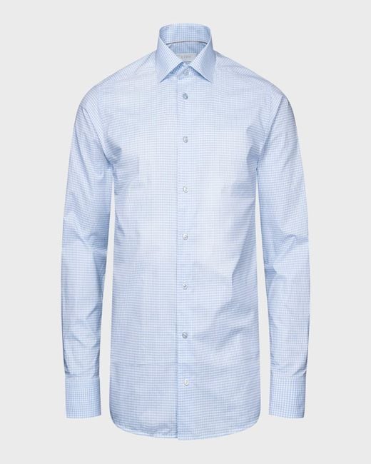 Eton of Sweden Blue Contemporary Check Elevated Poplin Shirt for men