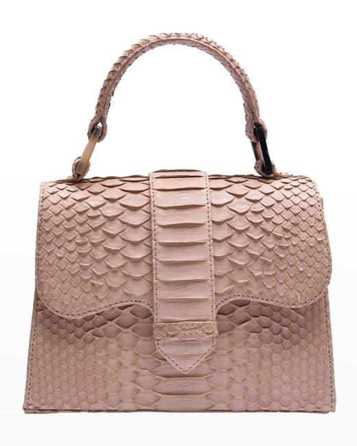Adriana Castro Pink La Marguerite Mini Python Top-Handle Bag