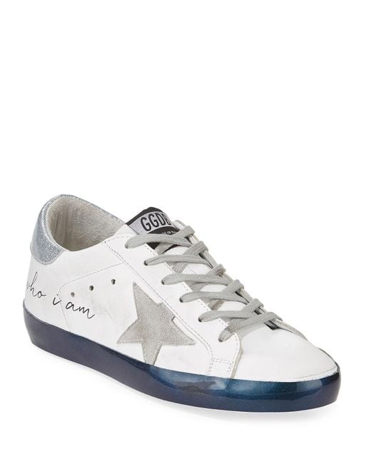 Golden Goose Deluxe Brand White Superstar "love Me For" Leather Low-top Sneakers With Suede Star