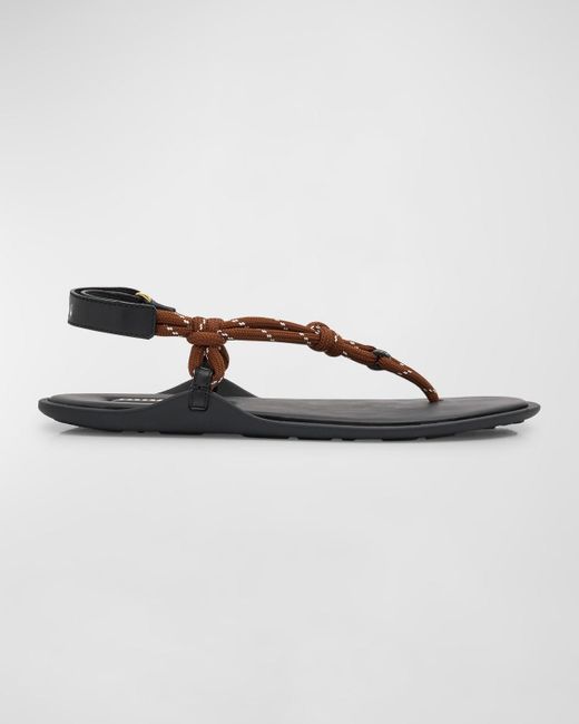 Miu Miu Metallic Sporty Rope Thong Slingback Sandals