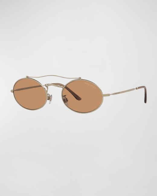 Giorgio Armani White Oval Mixed-media Aviator Sunglasses