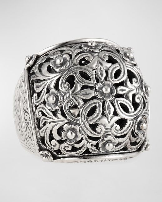 Konstantino Gray Sterling Silver Domed Scroll Ring