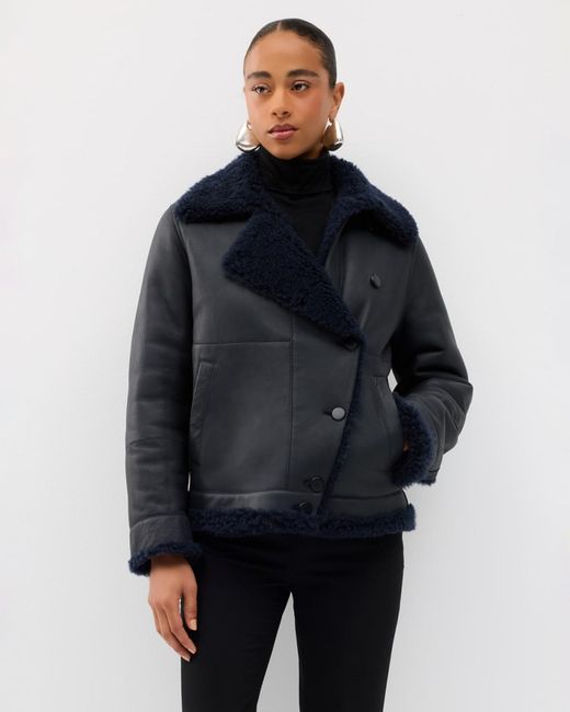 Akris Blue Arno Lamb Shearling Jacket