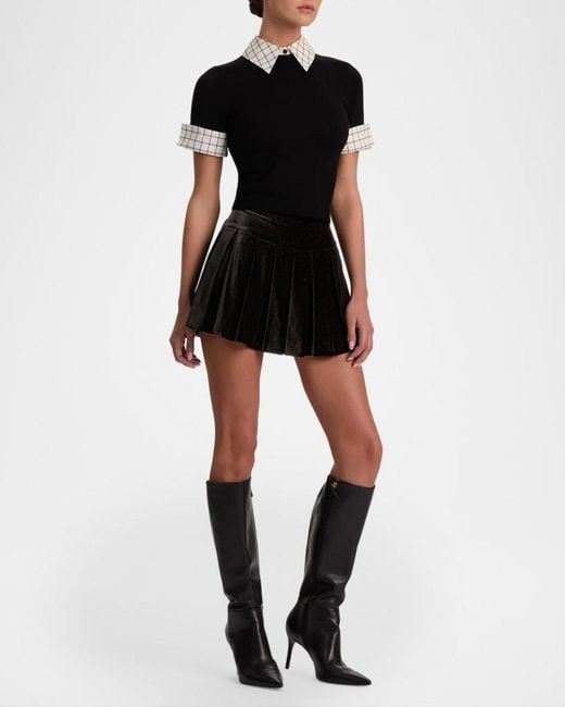 Alice + Olivia Black Aster Collared Pullover