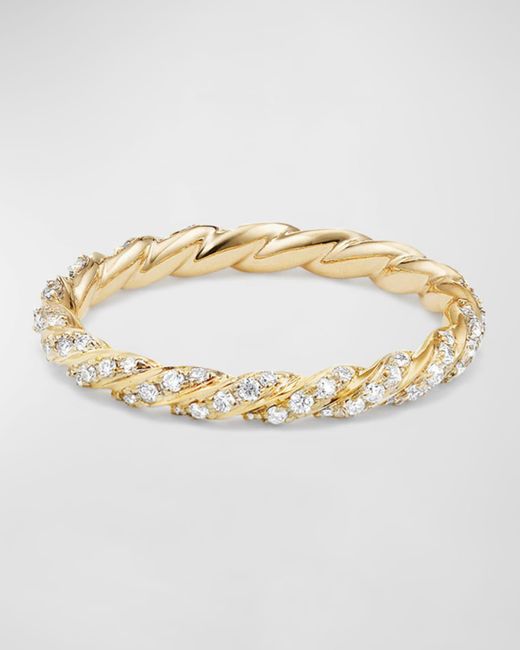 David Yurman Metallic Paveflex Ring With Diamonds In 18k Gold, 2.7mm