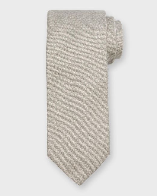 Brioni White Textured Silk Tie for men