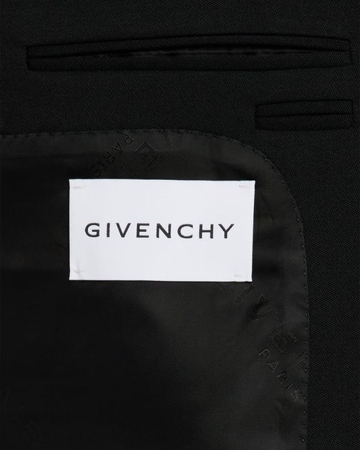 Givenchy Black Fitted Wool Raw-Edge Two-Button Blazer for men