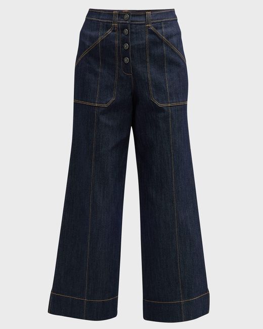 Cinq À Sept Blue Benji Wide-Leg Denim Pants