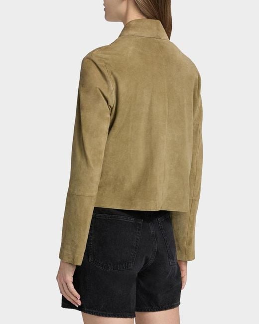 Arma Green Emy Button-Down Goatskin Suede Jacket
