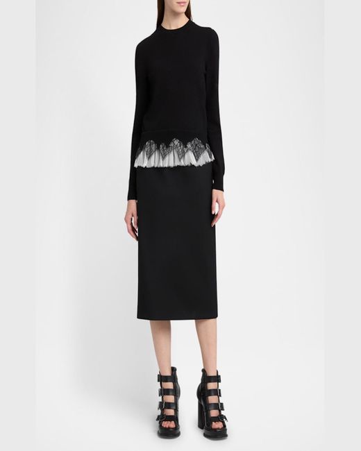 Alexander McQueen Black Button-Back Midi Pencil Skirt