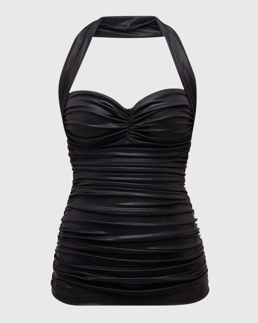 NORMA KAMALI Women's Halter One Piece Swimsuit - Low Back, Black, Medium - View #6