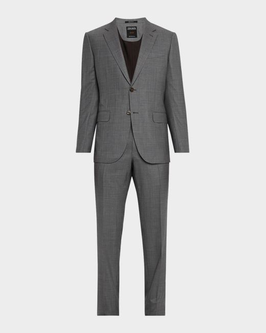 Zegna Gray Windowpane Couture Suit for men