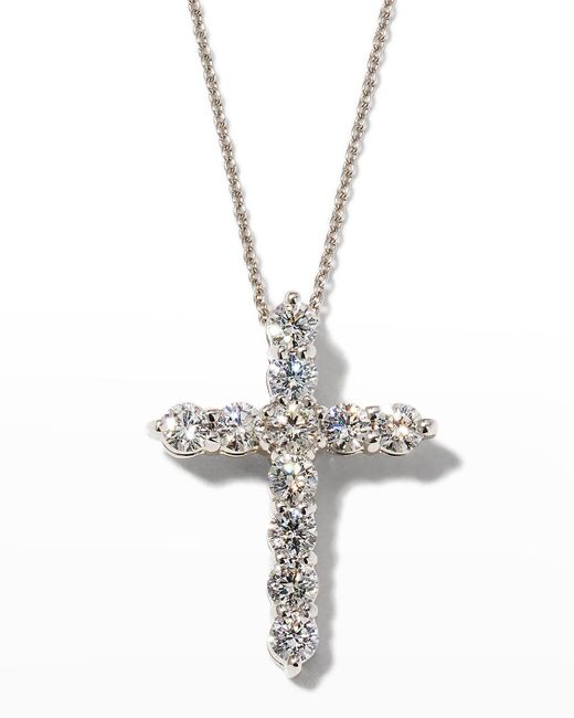 Roberto Coin Metallic 18K Diamond Cross Necklace, 20X15Mm