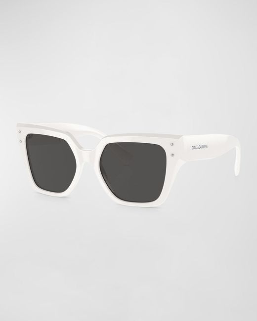 Dolce & Gabbana White Monochrome Acetate & Plastic Butterfly Sunglasses