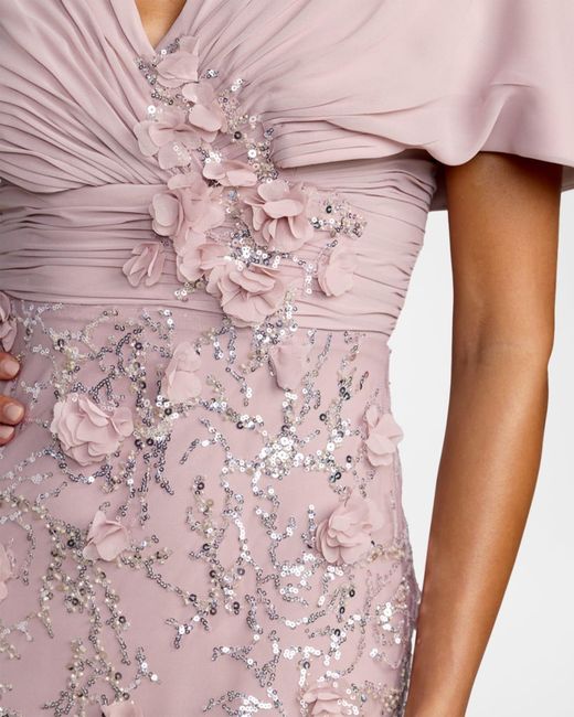 Mac Duggal Pink 3D Mini Rosette Column Gown