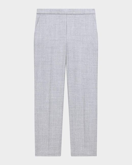 Theory White Treeca Virgin Wool Flannel Cropped Pull-On Pants