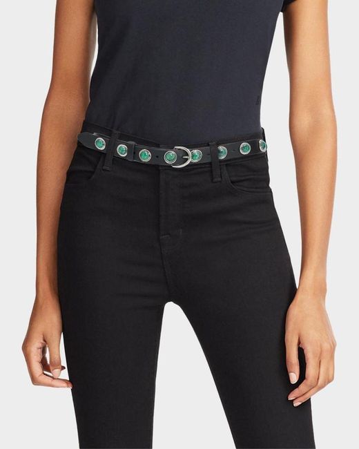 Rag & Bone White Celia Stud Leather Belt