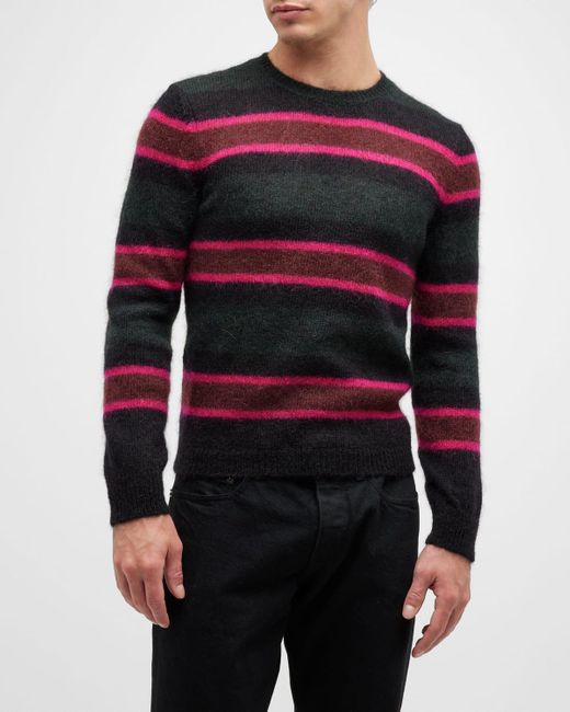 Saint Laurent Mohair-blend Striped Sweater in Red for Men | Lyst